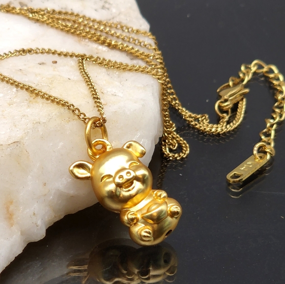 GG Unique Jewelry Jewelry - FINAL SALE ❄️ 14kt Gold-plated Melchior Pendant Baby Piggy 🐖 Luxury Gift
